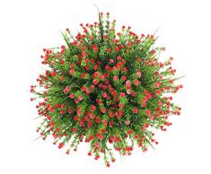 Arbusti artificiali Houda, finti cespugli di foglie di eucalipto in plastica, simulazione piante verdi da interno/esterno per casa, giardino, ufficio, veranda, decorazione nuziale, 4 pz Rose Red