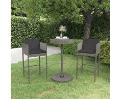 Gecheer Set da Bar da Giardino in Acciaio e Polyrattan,Set Tavolo e Sedie da Bar Alti da Giardino in Polyrattan Acciaio,Set Tavolo e Sedie con Braccioli da Bar in Acciaio per Esterno
