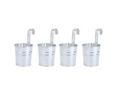 Holibanna 4 Pz Appeso Vaso di Fiori in Metallo Porta Piante in Ferro per Giardino con Gancio Fioriera Secchio Vasi per Balcone Decorazione Interna Ringhiera Fioriera 18X10x10 Cm