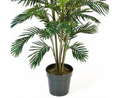 artplants - Palma Areca artificiale con base cementata, 53 fronde, 180 cm - Pianta decorativa / Albero tropicale