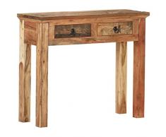 Homgoday Tavolo Consolle 90,5x30x75cm in Legno di Acacia e di Recupero, Tavolino da Salotto, Tavolinetto da Soggiorno, Tavolo per Ufficio Camera da Letto Giardino