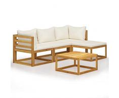 Mogou Set Divani da Giardino Divano da Giardino Salotto da Giardino Set Giardino Esterno Set Divani Giardino 5 pz con Cuscini Legno Massello di Acacia WG