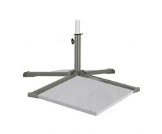 Relaxdays Base per Ombrellone, per Piastre 40x40 cm, Supporto a Croce Pieghevole per Aste Parasole da 25 a 35 mm, Grigio, 80% Acciaio 20% plastica