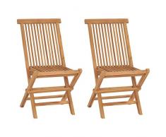 vidaXL 2x Sedie Pieghevoli da Esterno Lucide Seggiola Giardino Arredi da Esterni Robusto Sedie da Pranzo Patio Terrazzo Arredamento Legno di Teak