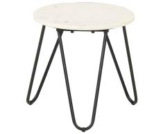 Homgoday Tavolino da Caffè Bianco 40x40x40 cm Pietra Vera Testura Marmo, Tavolino da Salotto, Tavolinetto da Soggiorno, Tavolo per Ufficio Camera da Letto Giardino