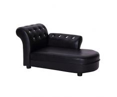 PawHut Divano Chaise Longue Ottomana per Animali, Nero, 82.5x45x41.5cm