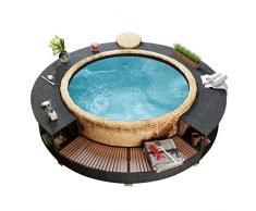 Nishore Bordo Vasca da Spa in Polyrattan Spa, Piscina per Famiglie, Piscina in Giardino Nero