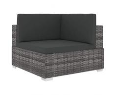 Festnight Poltrona Divano da Giardino Modulare ad Angolo in Polyrattan Grigio,Poltrona Divano Modulare,Poltrona Divano Angolare,Poltrona Divano in Rattan,Poltrona Divano da Giardino 70x70x52,5 cm