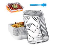 BAYINBROOK 30 Pezzi Vaschette per Alimenti in Alluminio USA e Getta, Contenitori Teglie in Alluminio per Alimenti per Barbecue Cottura Forno Asporto (22x16x5 cm, 1100 ml)