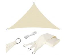 Vela Ombreggiante Impermeabile 3,6x3,6x3,6m, 95% Protezione UV e 180g/m² Poliestere Oxford, Tenda da Sole per Esterno, Tenda Parasole Rettangolare per Giardino, Balcone, Piscina, Tenda a Vela Bianco