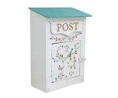 BAABJI Cassetta Postale Vintage in Metallo for Esterni Vernice Shabby Chic Cassetta Postale da Parete in Stile Americano Decorazione Fiori e Uccelli da Giardino