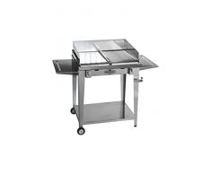 Barbecue a Gas BBQueen Grill 8.6 Inox Piastra Inox (Barbecue Portatile, Barbecue a Piastra, Barbecue per Campeggio, BBQ Gas, Barbecue per Terrazzo/Balcone, Barbecue da Esterno) (Piastre Miste, Full Optional)