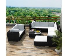 vidaXL Divano da Esterno Set 32 pz in Polirattan Nero Sofa Giardino Patio