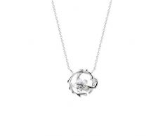 Collana con Ciondolo Collana con Fiori di ciliegio Ciondolo in Argento Sterling da Donna Stile Cinese Elegante pianta Fiore Gioielli Regalo per Fidanzata (Argento) (A)