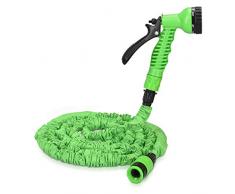 Navaris Tubo estensibile da giardino - 2,5-7,5m con pistola 7 funzioni getti acqua - per irrigazione giardino in gomma e tessuto con adattatore