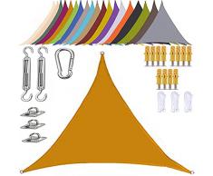 FYJHRR 4.5X4.5X4.5M Tende da Sole per Esterno Vela Ombreggiante Impermeabile Giardino Balcone Parasole Sun Shade Cool Area Triangolare Protezione Raggi UV con Kit di Fissaggio/Giallo Mango