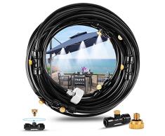 Ttspring Nebulizzatore Giardino, Irrigazione a Goccia Tubo, Kit Irrigazione Giardino, Kit Nebulizzatore Acqua da Esterno, Impianto Irrigazione Orto per Patio Serra Trampolino per Parco Acquatico (12M)
