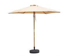 SOFURE Robusto Ombrellone in legno di pioppo con coulisse in legno, colonna media spessa, 6 fili, per balcone, allaperto, per interni, per il tempo libero Ombrello da tavola