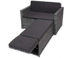 CASARIA Divano Lounge 2 Posti Divanetto da Giardino Cuscini Pouf Mobile Chaise Longue Mobili Balcone