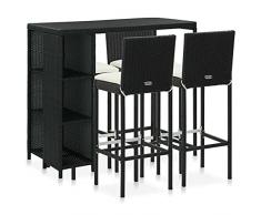 vidaXL Set da Bar da Giardino 5 pz con Cuscini in Polyrattan Nero
