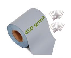 workingHOUSE Telo Frangivista in PVC per Rete a Doppia Sbarra - Rete Frangivista per Recinzione da Giardino con Strisce di Fissaggio - 450 g/m² - 35m x 19cm - Facile da Installare (Grigio Chiaro)