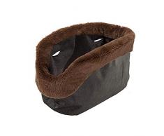 Ferplast Borsa per Cani With-Me Winter, in Eva Morbida Plastica Gommata, Inverno: Con Rivestimento in Pelo Ecologica, Manici Regolabili, Cinghiolo di Sicurezza Incluso, Media, Marrone (Tortora)