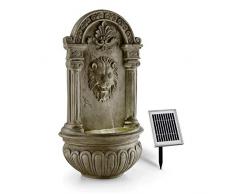 Blumfeldt Löwenstein Fontana Decorativa da Giardino A Muro con Pannello Solare (Zampillo d'Acqua, Poliresina Roccia, Illuminazione LED) Finta Roccia