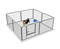 Yaheetech Recinto per Cani Cuccioli Conigli Gatti Animali Domestici da Interno e Esterno Giardino Rete Recinzione Ferro 8 pz 60 x 80 cm