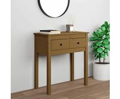 Homgoday Tavolo Consolle Miele 70x35x75 cm in Legno Massello di Pino, Tavolino da Salotto, Tavolinetto da Soggiorno, Tavolo per Ufficio Camera da Letto Giardino