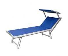 Lettino da spiaggia regolabile sdraio prendisole in alluminio blu