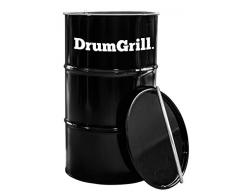 DrumGrill Medium Barbecue a Carbone Multifunzione Barile di Petrolio in Acciaio, Griglia BBQ Leggera per Balcone, Picnic, Campeggio, Party sulla Spiaggia, Festa in Giardino. Nero, 46 x 46 x 82cm