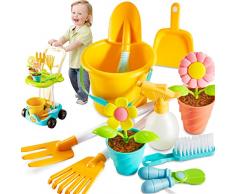 LINFUN KIDS Carrello Attrezzi Giardinaggio Bambini Giocattolo Giochi da Giardino Fiori Giocattolo Giochi dimitazione per Bambini Bambina 3 4 5 Anni