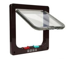 TKOOFN Gattaiola Porta Basculante per Gatti e Cani, Entrata e Uscita Controllabile, Materiale ABS, Dimensione Interna 15.5 x 15.8 x 1.9cm (Colore Marrone)