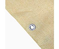 BAKAJI Tenda da Sole Telo Parasole in HDPE Resistente Protezione UV 90/% per Balcone e Veranda con Anelli di Aggancio Beige 140 x 250 cm