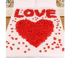 CHSYOO 1000 x Rose Artificiali Foglie Rose Fiori Confetti, Decorazione Romantica Accessori per Matrimonio Compleanno Festa Festa San Valentino Fidanzata Appuntamento Proposta Matrimonio, Rosso