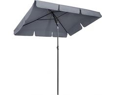 Seedforce Ombrellone da Giardino, 200 x 125cm Ombrellone Rettangolare UV UPF 50+, Ombrellone da Balcone Impermeabile con Meccanismo di Inclinazione, Giardino, Balcone, Terrazza, 180g/m²