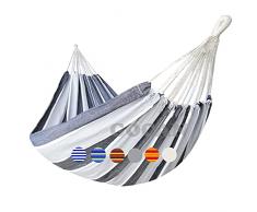 GOCAN Amaca da Giardino Doppia Hammock in Cotone 220x150 cm Lunghezza totale 330 cm Carico 300 kg Amaca Sospesa per Giardino Interni ed Esterni Escursionismo,Riga grigia,XXL