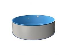MTH Piscina Ø 4,00 m, profondità 1,20 m, forma rotonda, parete in acciaio e rivestimento interno 0,6 mm con scanalatura, Made in Germany