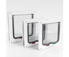 Zerone Porta Basculante per Gatti e Cani, in Materiale ABS Controllo Intelligente degli Animali Domestici Entrare e Uscire, Bianco (L)