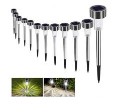 Lampada Solare Giardino Esterno Bawoo 12pcs LED Luci Solari per Prato Terra IP65 Impermeabile Faretti Luce Inox Paesaggio Strade (Bianco Freddo)