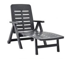 Festnight Lettino Prendisole Pieghevole, Lettini da Giardino, Sedie a Sdraio da Giardino, Sdraio Pieghevole E Leggera in Plastica Antracite