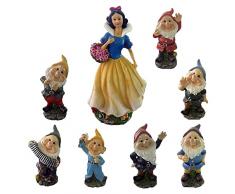 1PZ STATUETTE DA GIARDINO BIANCANEVE CON SETTE NANI set 7 + 1