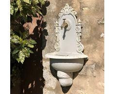 chemin_de_campagne - Fontana da giardino, da parete, in ghisa, 75 x 44 cm, colore: Bianco
