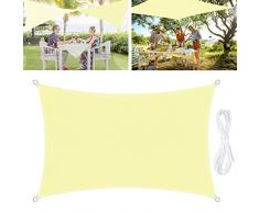 TedGem Tende da Sole per Esterno, Vela Ombreggiante,Tenda a Vela Rettangolare, Protezione Raggi UV Vela Tenda, Impermeabile e Resistente, Tenda a Vela per Giardino Balcone Terrazza (3X4M)