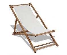 vidaXL Sedia da Terrazzo in bambù e Tela Seggiola Giardino Sdraio da Giardino