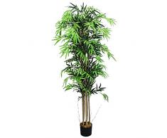 Decovego bambù Pianta Albero Artificiale Plastica con Legno Naturale 180cm