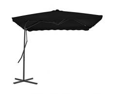 Festnight Ombrellone da Balcone con Base, Ombrellone da Giardino, Ombrellone da Balcone, Ombrellone con Palo in Acciaio, Nero 250x250x230 cm
