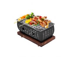 Barbecue da Tavolo,Barbecue Carbonella,Griglia Barbecue Giapponese da Tavolo,con Base in Legno,per Picnic Giardino Balcone Campeggio Yakiniku Takoyaki