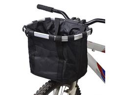 Cestino per bicicletta, portabebè pieghevole per cani, cani, cestello anteriore rimovibile per manubrio bicicletta, fissaggio rapido e facile da installare, borsa da bicicletta rimovibile