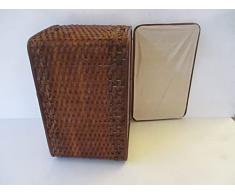 CESTO PORTA BIANCHERIA BAULE VIMINI IN RATTAN FODERA TEXTILENE CM 67X41X45 H PORTABIANCHERIA NOCE